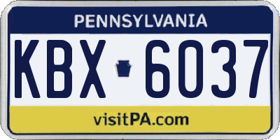 PA license plate KBX6037