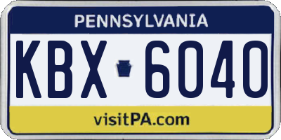 PA license plate KBX6040