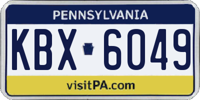 PA license plate KBX6049