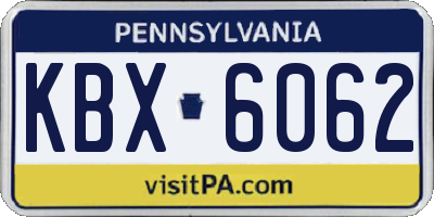 PA license plate KBX6062
