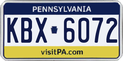 PA license plate KBX6072
