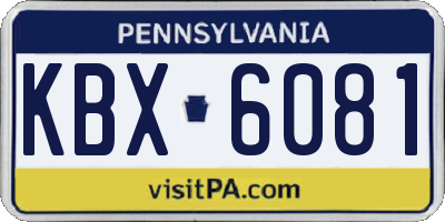 PA license plate KBX6081