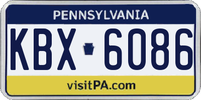 PA license plate KBX6086
