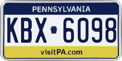 PA license plate KBX6098