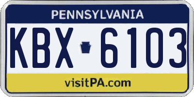 PA license plate KBX6103