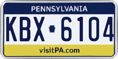 PA license plate KBX6104