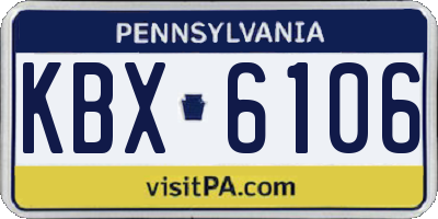 PA license plate KBX6106