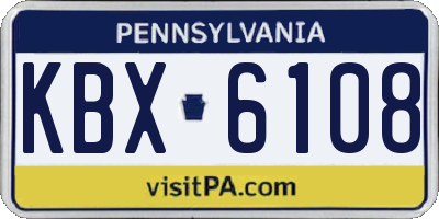 PA license plate KBX6108