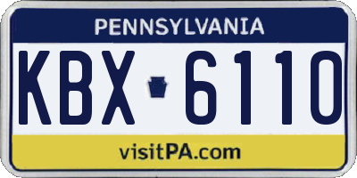 PA license plate KBX6110