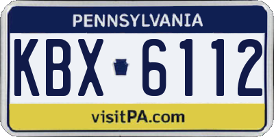 PA license plate KBX6112