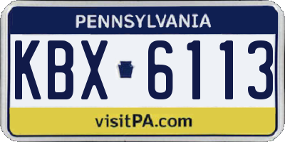 PA license plate KBX6113