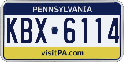 PA license plate KBX6114