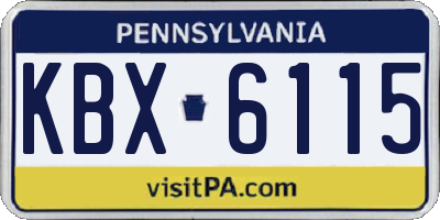 PA license plate KBX6115