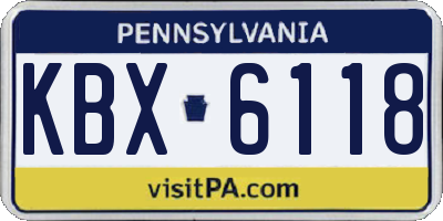 PA license plate KBX6118