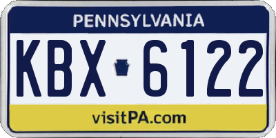 PA license plate KBX6122