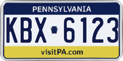 PA license plate KBX6123