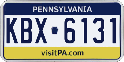 PA license plate KBX6131