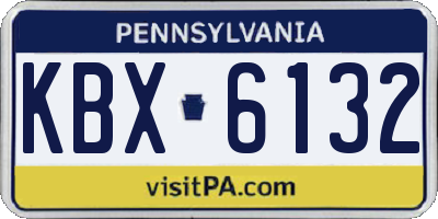 PA license plate KBX6132