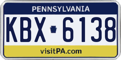 PA license plate KBX6138