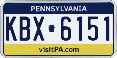 PA license plate KBX6151