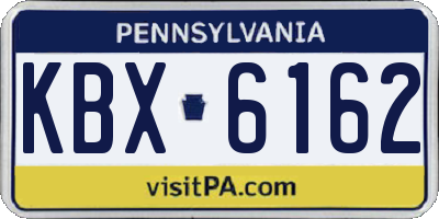 PA license plate KBX6162