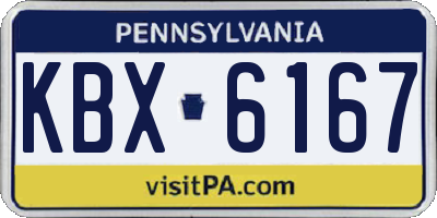 PA license plate KBX6167