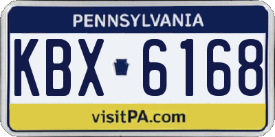 PA license plate KBX6168
