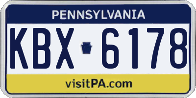 PA license plate KBX6178