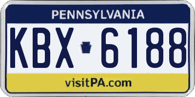 PA license plate KBX6188