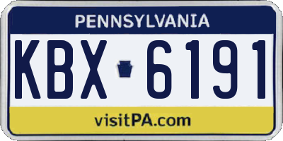 PA license plate KBX6191