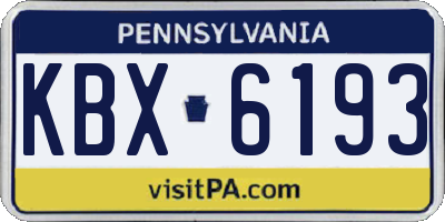 PA license plate KBX6193