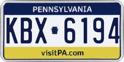 PA license plate KBX6194