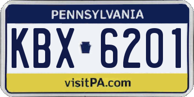 PA license plate KBX6201