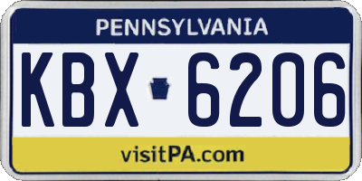 PA license plate KBX6206