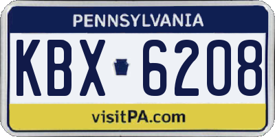 PA license plate KBX6208