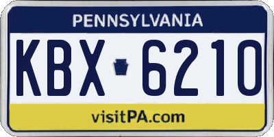 PA license plate KBX6210