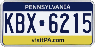 PA license plate KBX6215