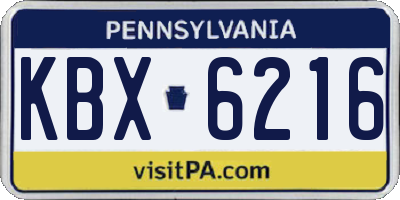 PA license plate KBX6216