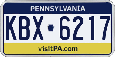 PA license plate KBX6217