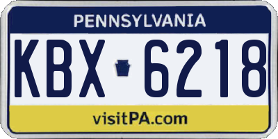 PA license plate KBX6218