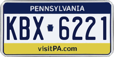 PA license plate KBX6221