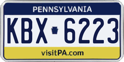 PA license plate KBX6223