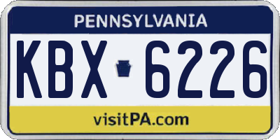 PA license plate KBX6226