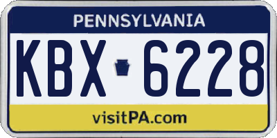 PA license plate KBX6228