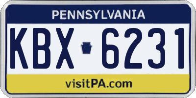PA license plate KBX6231