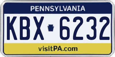 PA license plate KBX6232