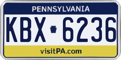 PA license plate KBX6236