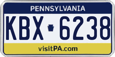 PA license plate KBX6238