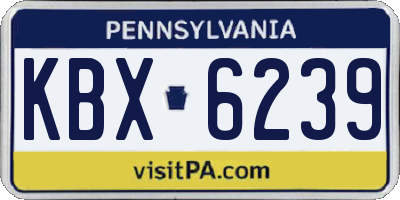 PA license plate KBX6239