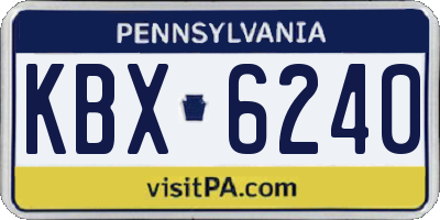 PA license plate KBX6240